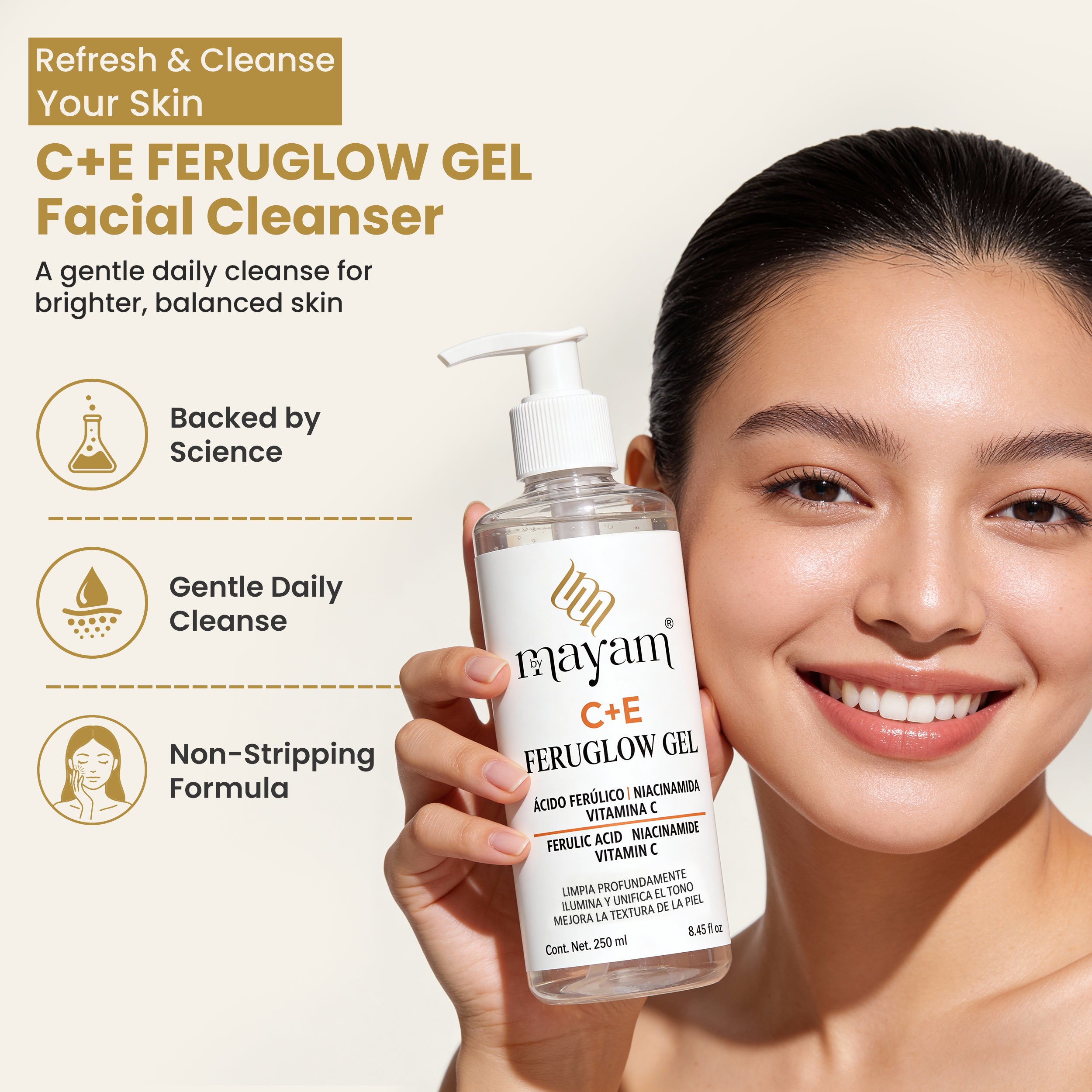 C+E FERUGLOW Gel Facial Cleanser